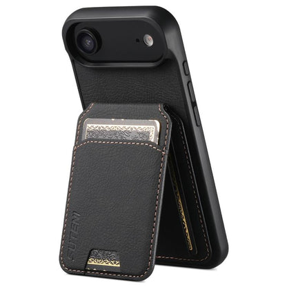 For iPhone Air Suteni H02 Litchi Leather Card Wallet Stand Back Phone Case(Black) by Suteni