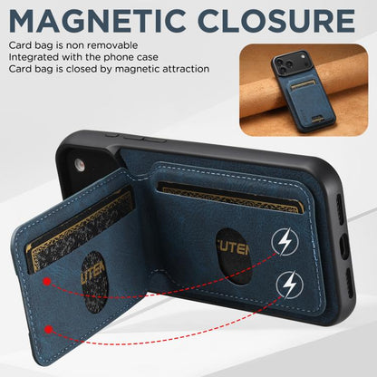 For iPhone Air Suteni H02 Litchi Leather Card Wallet Stand Back Phone Case(Blue) by Suteni