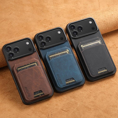 For iPhone Air Suteni H02 Litchi Leather Card Wallet Stand Back Phone Case(Blue) by Suteni