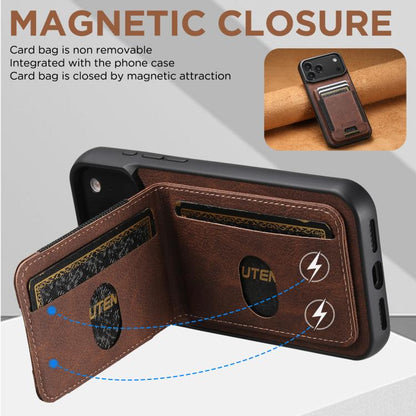 For iPhone 17 Pro Max Suteni H03 Litchi Leather Card Bag Stand Back Phone Case(Brown) by Suteni