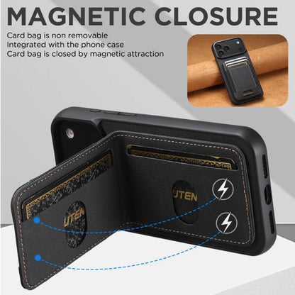 For iPhone Air Suteni H03 Litchi Leather Card Bag Stand Back Phone Case(Black) by Suteni