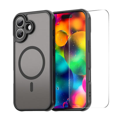 For iPhone 17 ENKAY Hat-Prince MagSafe Matte Translucent Shockproof Phone Case with Large Arc Edge Film(Black) by ENKAY