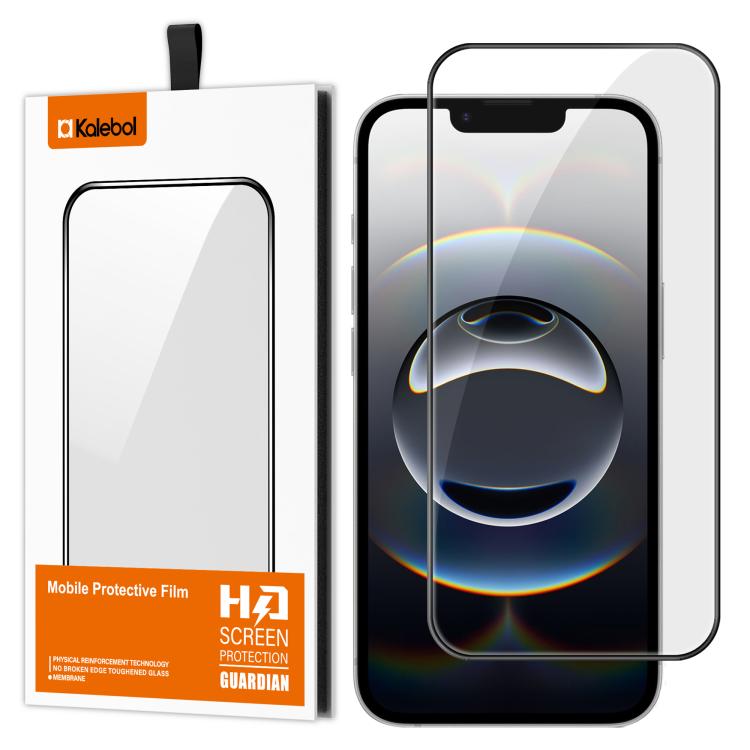 For iPhone 16e Kalebol High-Aluminum Screen-Printed Full-Coverage Anti-Fingerprint Black-Bordered HD Tempered Glass Film by Kalebol