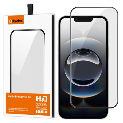For iPhone 16e Kalebol High-Aluminum Screen-Printed Full-Coverage Anti-Fingerprint Black-Bordered HD Tempered Glass Film by Kalebol