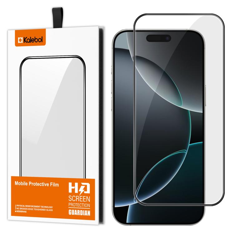 For iPhone 16 Pro Kalebol High-Aluminum Screen-Printed Full-Coverage Anti-Fingerprint Black-Bordered HD Tempered Glass Film by Kalebol