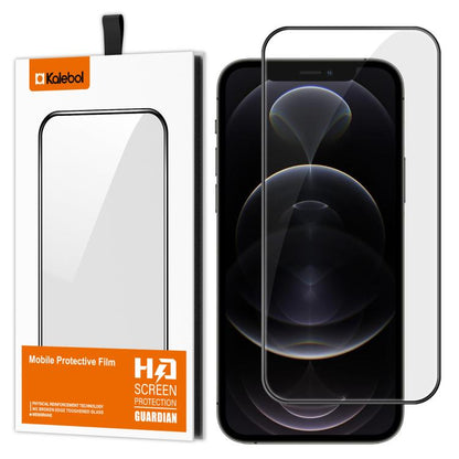For iPhone 12 Pro Kalebol High-Aluminum Screen-Printed Full-Coverage Anti-Fingerprint Black-Bordered HD Tempered Glass Film by Kalebol