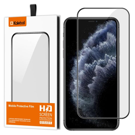 For iPhone 11 Pro Kalebol High-Aluminum Screen-Printed Full-Coverage Anti-Fingerprint Black-Bordered HD Tempered Glass Film by Kalebol