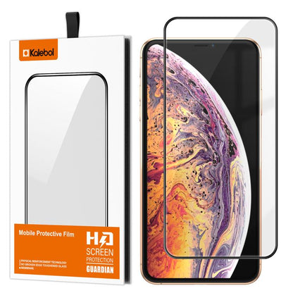 For iPhone XS Max Kalebol High-Aluminum Screen-Printed Full-Coverage Anti-Fingerprint Black-Bordered HD Tempered Glass Film by Kalebol