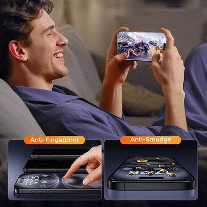 For iPhone 14 Plus Kalebol High-Aluminum Screen-Printed Full-Coverage Anti-Fingerprint Black-Bordered HD Tempered Glass Film by Kalebol