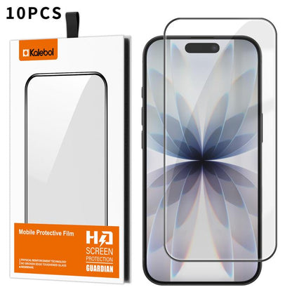 For iPhone 17 10pcs Kalebol High-Aluminum Screen-Printed Full-Coverage Anti-Fingerprint Black-Bordered HD Tempered Glass Film by Kalebol
