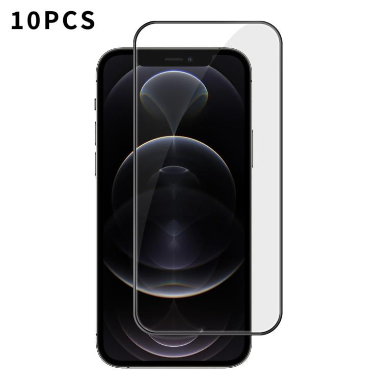 For iPhone 12 Pro Max 10pcs Kalebol High-Aluminum Screen-Printed Full-Coverage Anti-Fingerprint Black-Bordered HD Tempered Glass Film by Kalebol