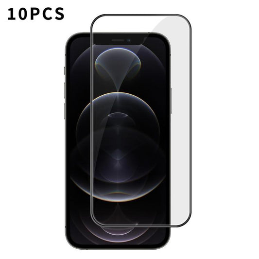 For iPhone 12 Pro Max 10pcs Kalebol High-Aluminum Screen-Printed Full-Coverage Anti-Fingerprint Black-Bordered HD Tempered Glass Film by Kalebol