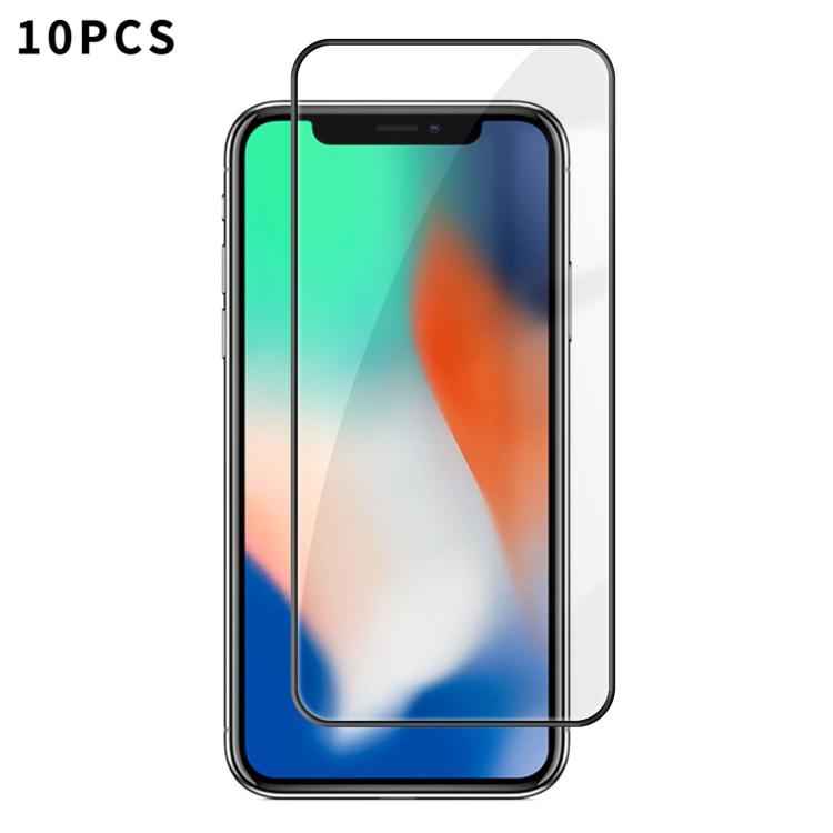 For iPhone X 10pcs Kalebol High-Aluminum Screen-Printed Full-Coverage Anti-Fingerprint Black-Bordered HD Tempered Glass Film by Kalebol