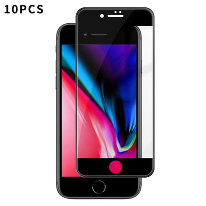 For iPhone 8 10pcs Kalebol High-Aluminum Screen-Printed Full-Coverage Anti-Fingerprint Black-Bordered HD Tempered Glass Film by Kalebol