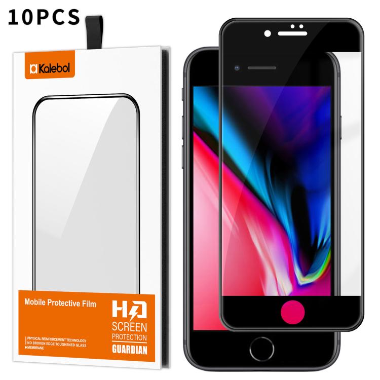 For iPhone 6s Plus 10pcs Kalebol High-Aluminum Screen-Printed Full-Coverage Anti-Fingerprint Black-Bordered HD Tempered Glass Film by Kalebol
