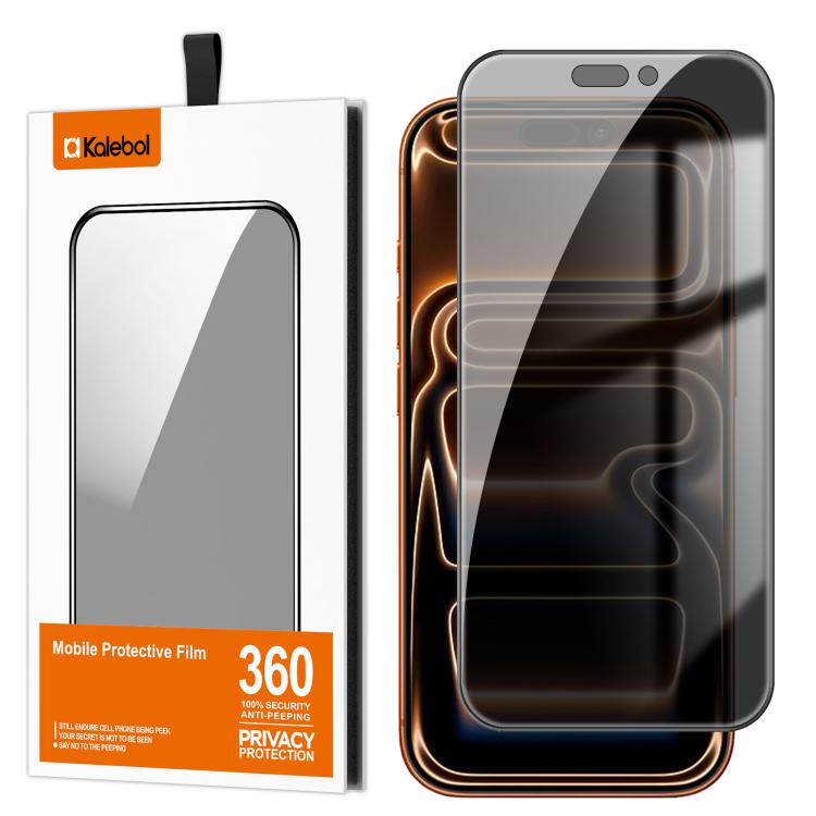 For iPhone 17 Pro Kalebol High-Aluminum Screen-Printed Full-Coverage Black-Border Privacy Tempered Glass Film by Kalebol
