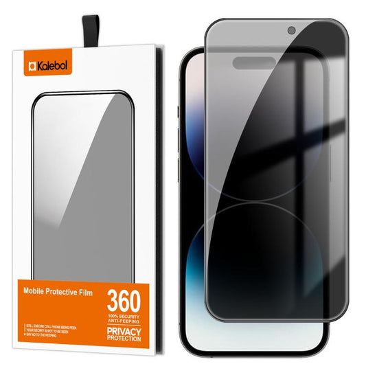 For iPhone 14 Pro Kalebol High-Aluminum Screen-Printed Full-Coverage Black-Border Privacy Tempered Glass Film by Kalebol
