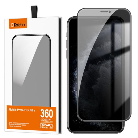 For iPhone 11 Pro Kalebol High-Aluminum Screen-Printed Full-Coverage Black-Border Privacy Tempered Glass Film by Kalebol