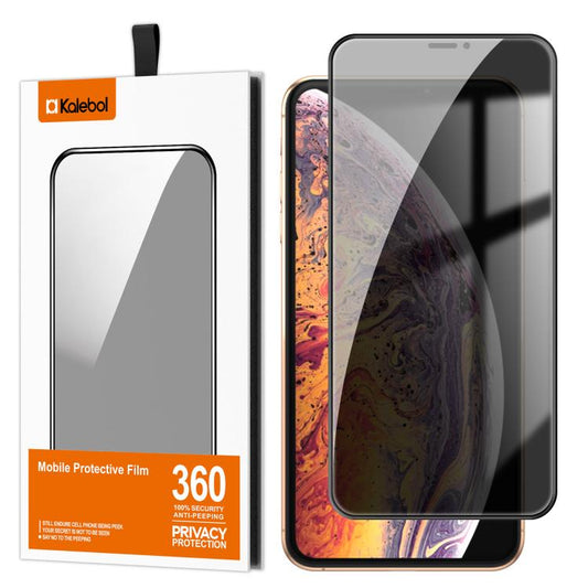 For iPhone XS Max Kalebol High-Aluminum Screen-Printed Full-Coverage Black-Border Privacy Tempered Glass Film by Kalebol
