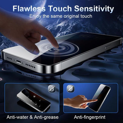 For iPhone 13 Pro Max Kalebol High-Aluminum Screen-Printed Full-Coverage Black-Border Privacy Tempered Glass Film by Kalebol