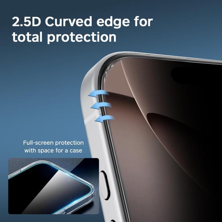 For iPhone 16 Kalebol High-Aluminum Screen-Printed Full-Coverage Black-Border Privacy Tempered Glass Film by Kalebol