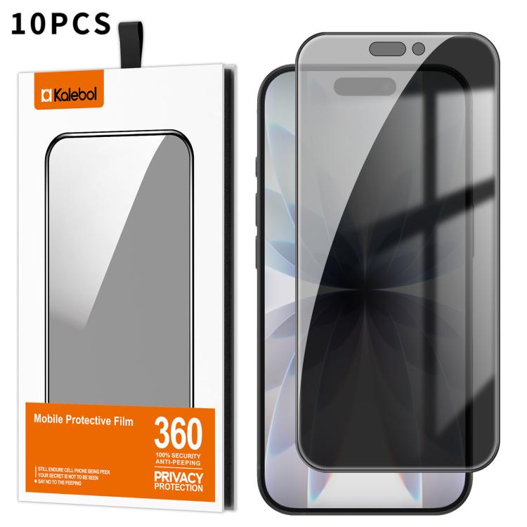 For iPhone 17 10pcs Kalebol High-Aluminum Screen-Printed Full-Coverage Black-Border Privacy Tempered Glass Film by Kalebol