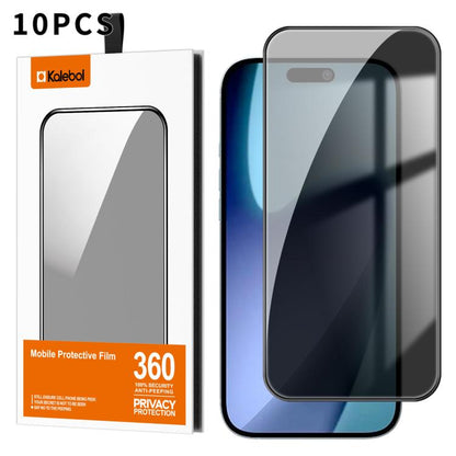 For iPhone Air 10pcs Kalebol High-Aluminum Screen-Printed Full-Coverage Black-Border Privacy Tempered Glass Film by Kalebol