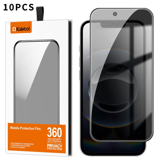 For iPhone 16e 10pcs Kalebol High-Aluminum Screen-Printed Full-Coverage Black-Border Privacy Tempered Glass Film by Kalebol