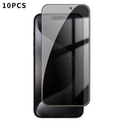 For iPhone 15 Pro Max 10pcs Kalebol High-Aluminum Screen-Printed Full-Coverage Black-Border Privacy Tempered Glass Film by Kalebol