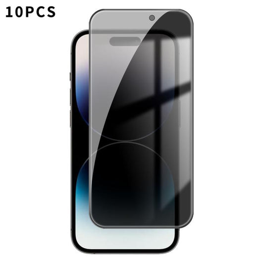 For iPhone 14 Pro 10pcs Kalebol High-Aluminum Screen-Printed Full-Coverage Black-Border Privacy Tempered Glass Film by Kalebol