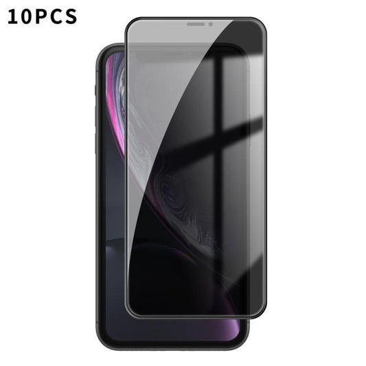 For iPhone XR 10pcs Kalebol High-Aluminum Screen-Printed Full-Coverage Black-Border Privacy Tempered Glass Film by Kalebol