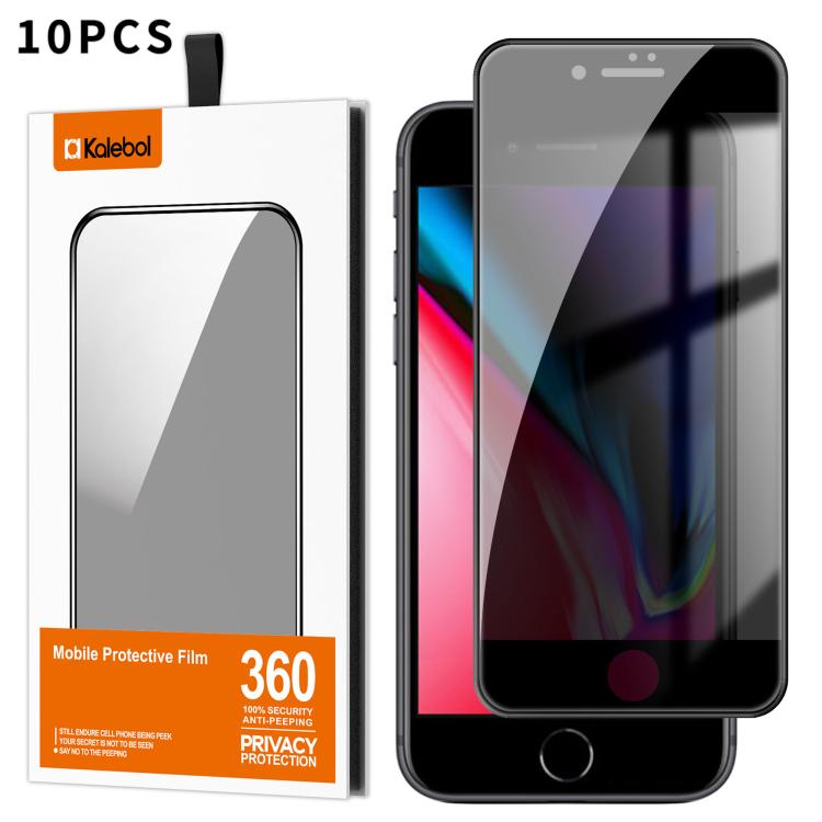 For iPhone 6 Plus 10pcs Kalebol High-Aluminum Screen-Printed Full-Coverage Black-Border Privacy Tempered Glass Film by Kalebol