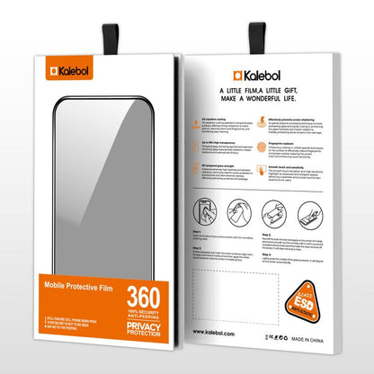For iPhone 16 Pro 10pcs Kalebol High-Aluminum Screen-Printed Full-Coverage Black-Border Privacy Tempered Glass Film by Kalebol