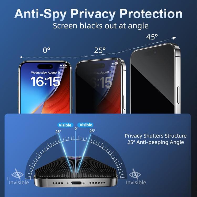 For iPhone XR 10pcs Kalebol High-Aluminum Screen-Printed Full-Coverage Black-Border Privacy Tempered Glass Film by Kalebol