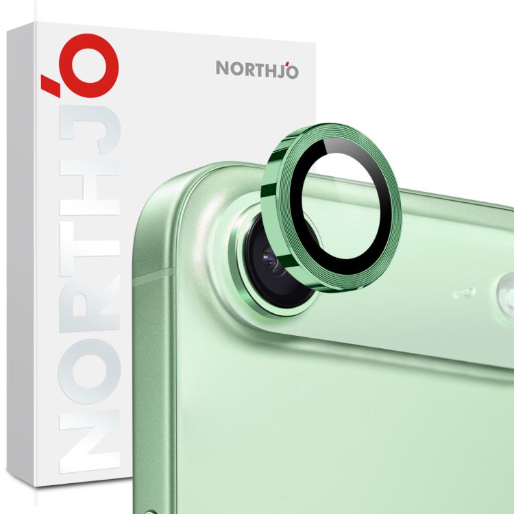 For iPhone Air NORTHJO Camera Lens Protector CD Metal Ring Tempered Glass Film(Green) by NORTHJO