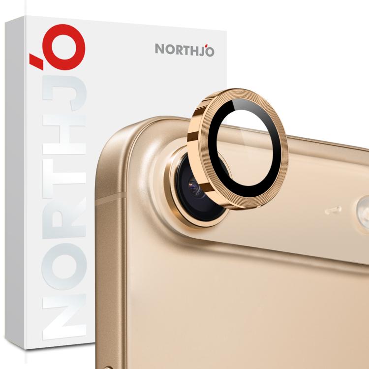 For iPhone Air NORTHJO Camera Lens Protector CD Metal Ring Tempered Glass Film(Gold) by NORTHJO