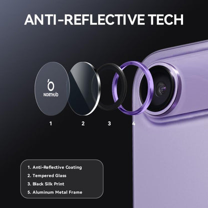 For iPhone Air NORTHJO Camera Lens Protector CD Metal Ring Tempered Glass Film(Purple) by NORTHJO