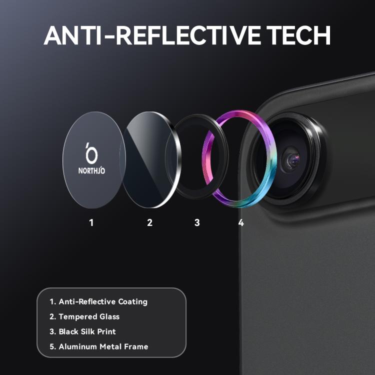 For iPhone Air NORTHJO Camera Lens Protector CD Metal Ring Tempered Glass Film(Colorful) by NORTHJO