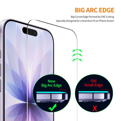 For iPhone 17 2pcs ENKAY Thickened Glue No White Edge 9H Big Arc Edge High Aluminum-silicon Tempered Glass Film by ENKAY