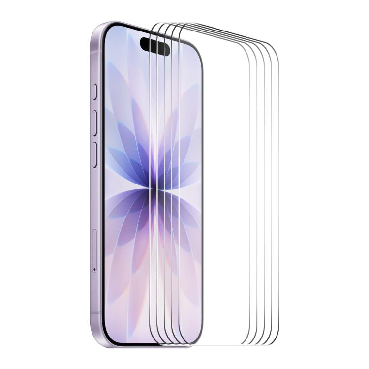 For iPhone 17 5pcs ENKAY Thickened Glue No White Edge 9H Big Arc Edge High Aluminum-silicon Tempered Glass Film by ENKAY