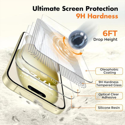 For iPhone 13 Pro Kalebol 10pcs High-Aluminum Semi-Screen Anti-Fingerprint HD Tempered Glass Film by Kalebol