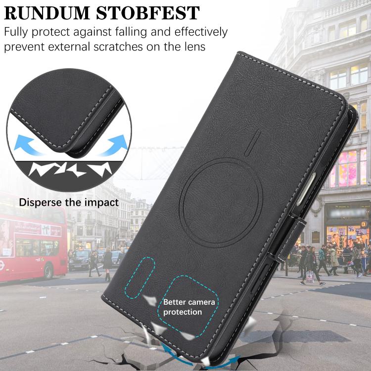 For iPhone 17 Pro Max Kalebol Strong Magnetic MagSafe Ring 2 In 1 Split Leather Phone Case(Black) by Kalebol