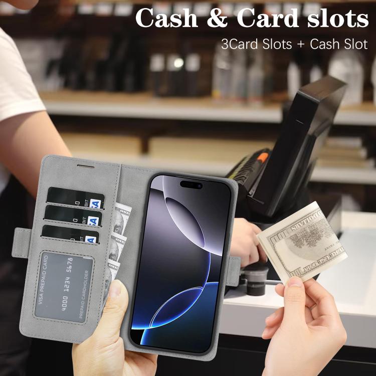 For iPhone 17 Pro Max Kalebol Strong Magnetic MagSafe Ring 2 In 1 Split Leather Phone Case(Gray) by Kalebol