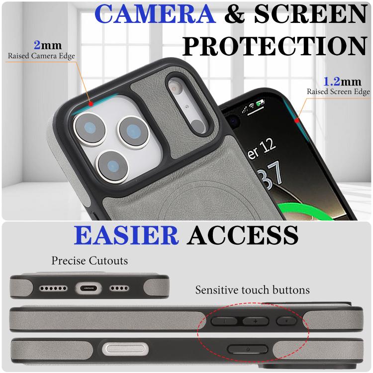 For iPhone 17 Pro Max Kalebol Strong Magnetic MagSafe Ring 2 In 1 Split Leather Phone Case(Gray) by Kalebol