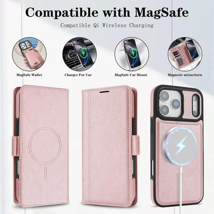 For iPhone 17 Pro Max Kalebol Strong Magnetic MagSafe Ring 2 In 1 Split Leather Phone Case(Rose Gold) by Kalebol