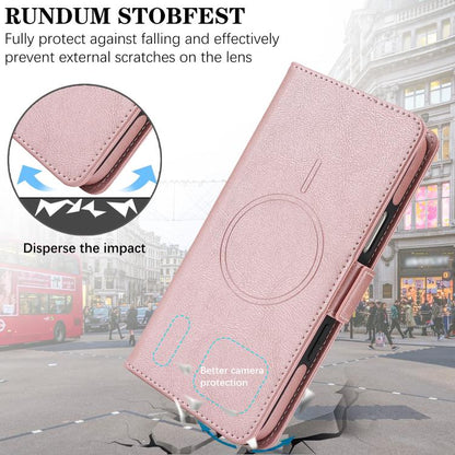 For iPhone 17 Pro Max Kalebol Strong Magnetic MagSafe Ring 2 In 1 Split Leather Phone Case(Rose Gold) by Kalebol