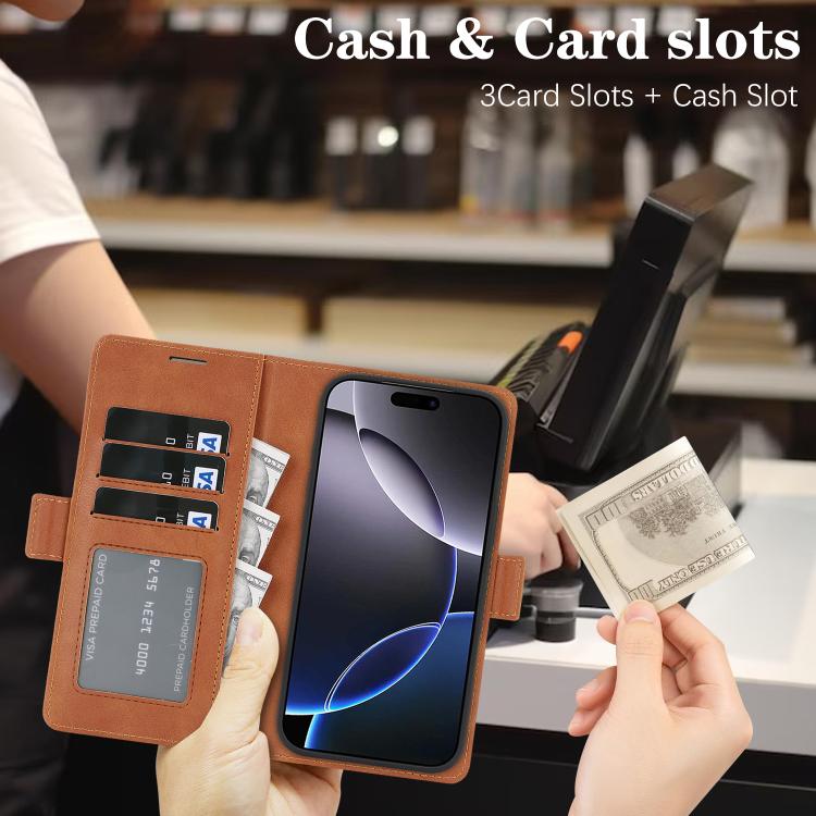 For iPhone 17 Pro Kalebol Strong Magnetic MagSafe Ring 2 In 1 Split Leather Phone Case(Brown) by Kalebol