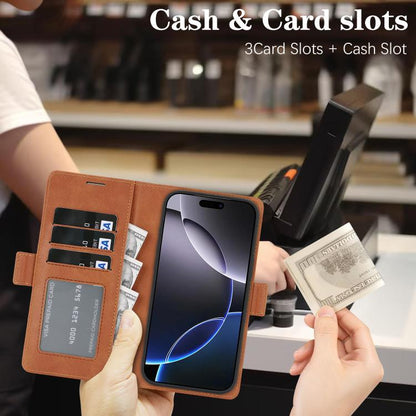 For iPhone 17 Pro Kalebol Strong Magnetic MagSafe Ring 2 In 1 Split Leather Phone Case(Brown) by Kalebol