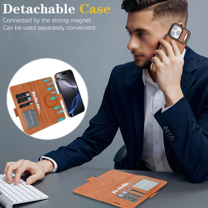 For iPhone 17 Pro Kalebol Strong Magnetic MagSafe Ring 2 In 1 Split Leather Phone Case(Brown) by Kalebol