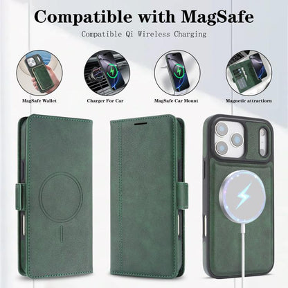 For iPhone 17 Pro Kalebol Strong Magnetic MagSafe Ring 2 In 1 Split Leather Phone Case(Green) by Kalebol